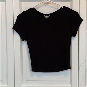 Bozzolo plain black crop top